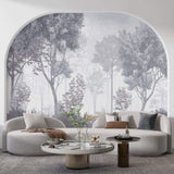 Tapet Personalizat Forest cu padure gri in ceata - GREY-BLUE FOREST