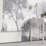 Tapet Personalizat Forest cu padure gri in ceata - GREY-BLUE FOREST