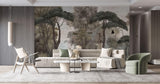 Tapet Personalizat Forest cu copaci inalti intr-o fresca veche - OLD FRESCO TREES
