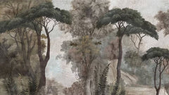 Tapet Personalizat Forest cu copaci inalti intr-o fresca veche - OLD FRESCO TREES