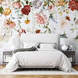 Tapet floral personalizat cu flori pictate in stil watercolor flower's veil