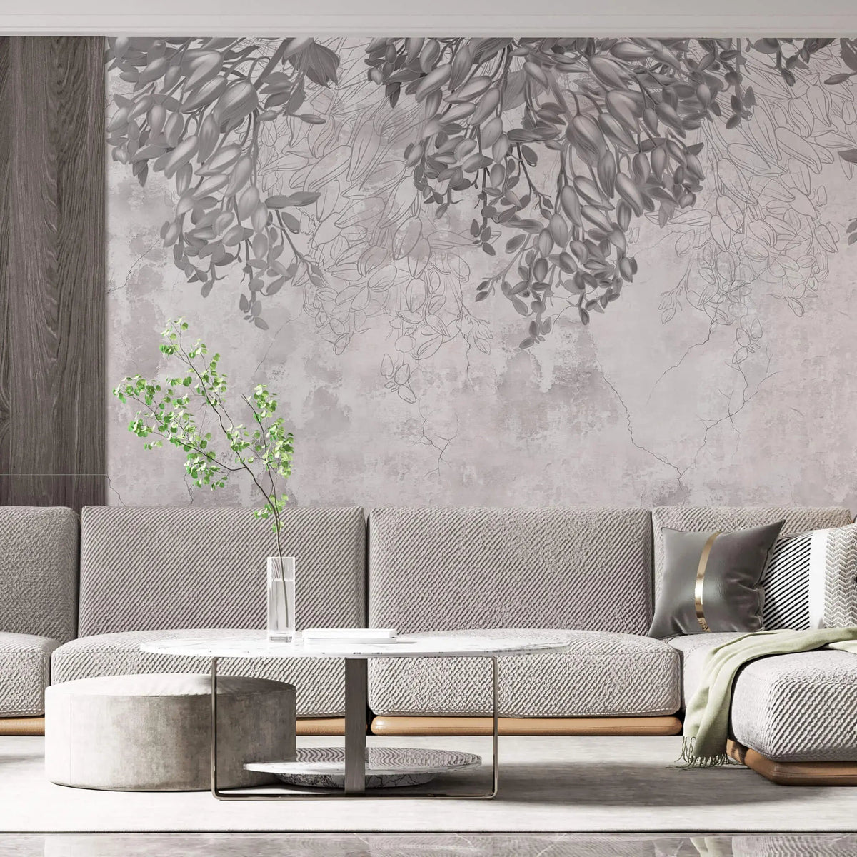 Tapet floral personalizat cu flori de magnolie pe fundal texturat magnolia