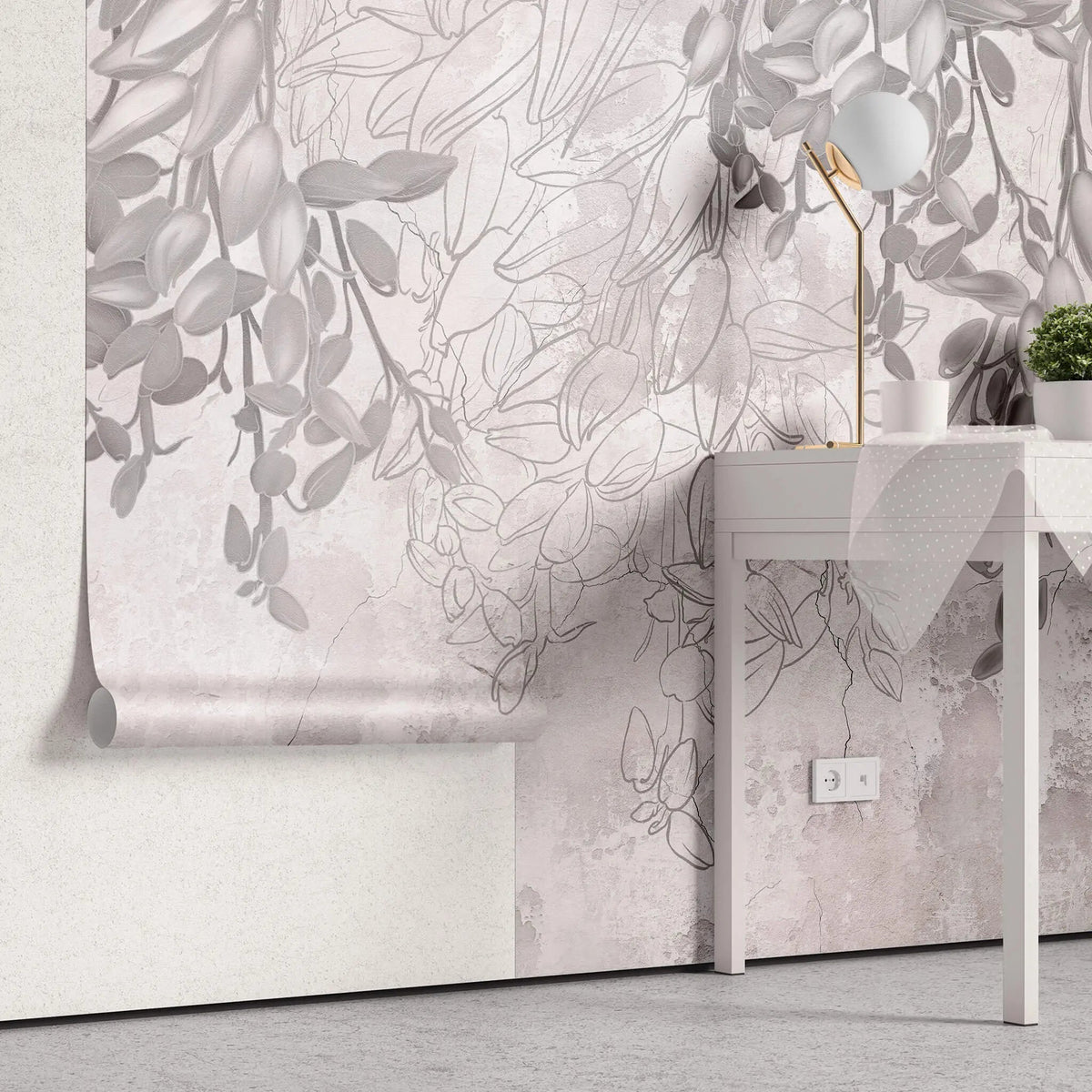 Tapet floral personalizat cu flori de magnolie pe fundal texturat magnolia