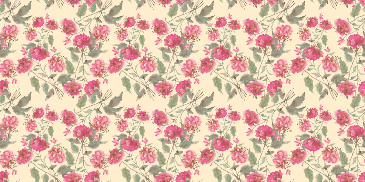 Retro Hibiscus Personalised Wallpaper