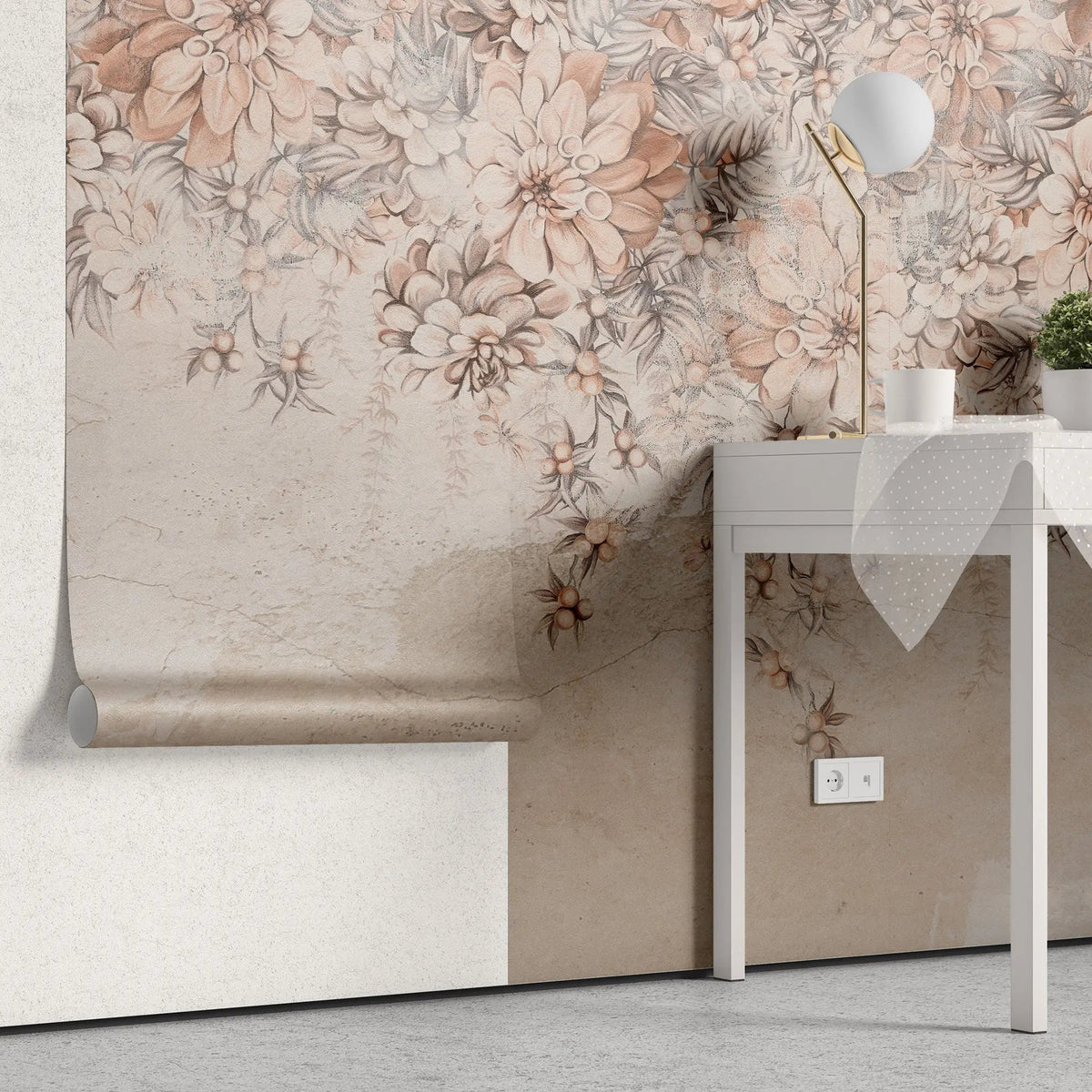 Tapet personalizat floral cu flori colorate pe un perete nude nude flower wall