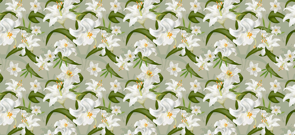Green Lily Personalised Wallpaper