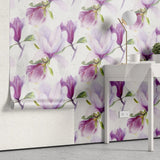 Tapet personalizat floral cu flori de magnolia liliflora pe un fundal alb magnolia liliiflora