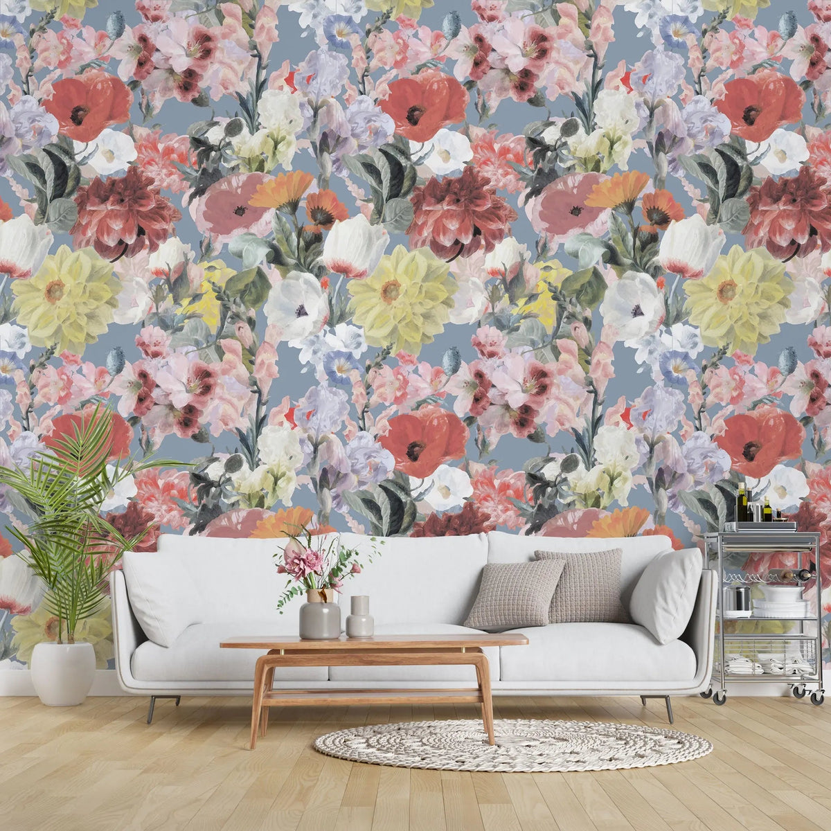 Tapet personalizat floral cu flori intr un pastel retro retro pastel flowers