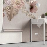 Tapet personalizat floral cu un pastel de flori pe fundal bej inchis pastel flower wall