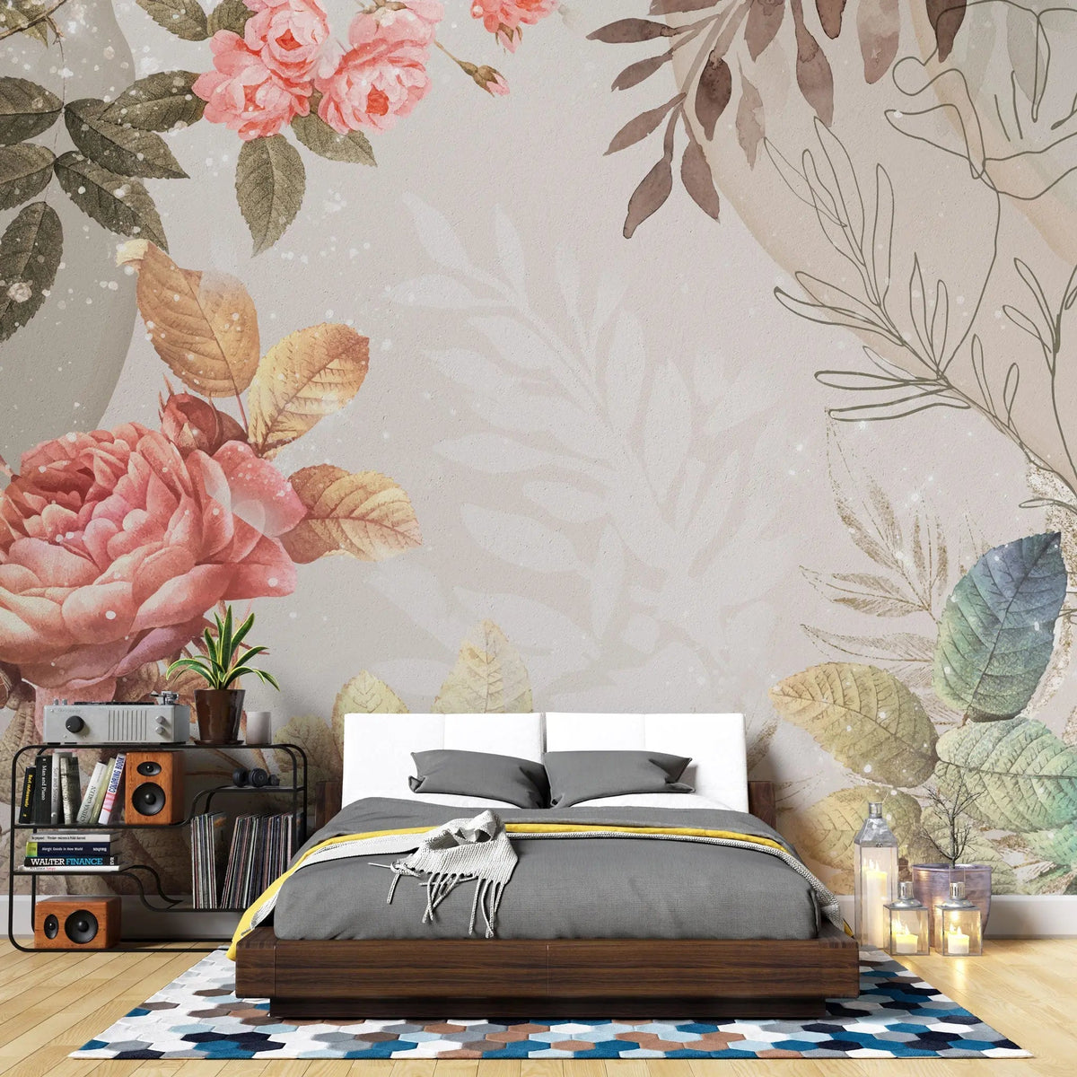 Tapet personalizat floral cu selecte de flori portretizate artistic art selection