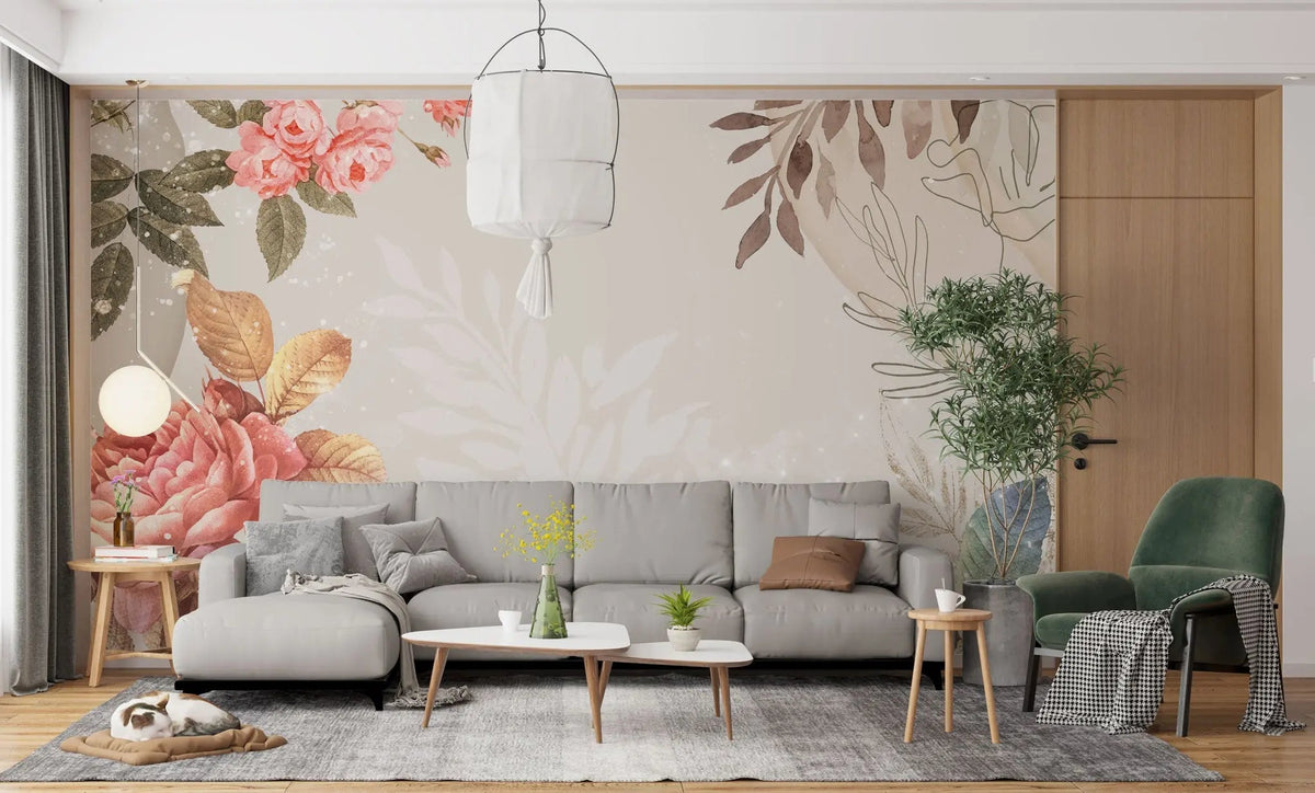 Tapet personalizat floral cu selecte de flori portretizate artistic art selection
