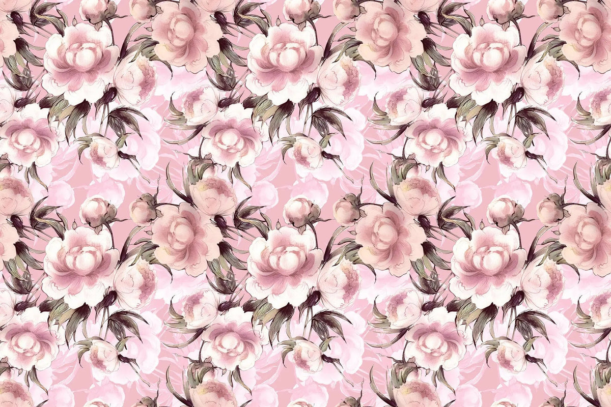 Tapet personalizat floral cu tipar de flori cu petale roz pink pattern