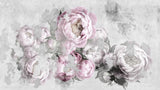 Tapet personalizat floral cu bujori rozalii pe un fundal de perete de beton concrete pink peony