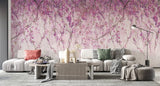 Tapet personalizat floral cu flori de wisteria in nuante de mov purple wistera