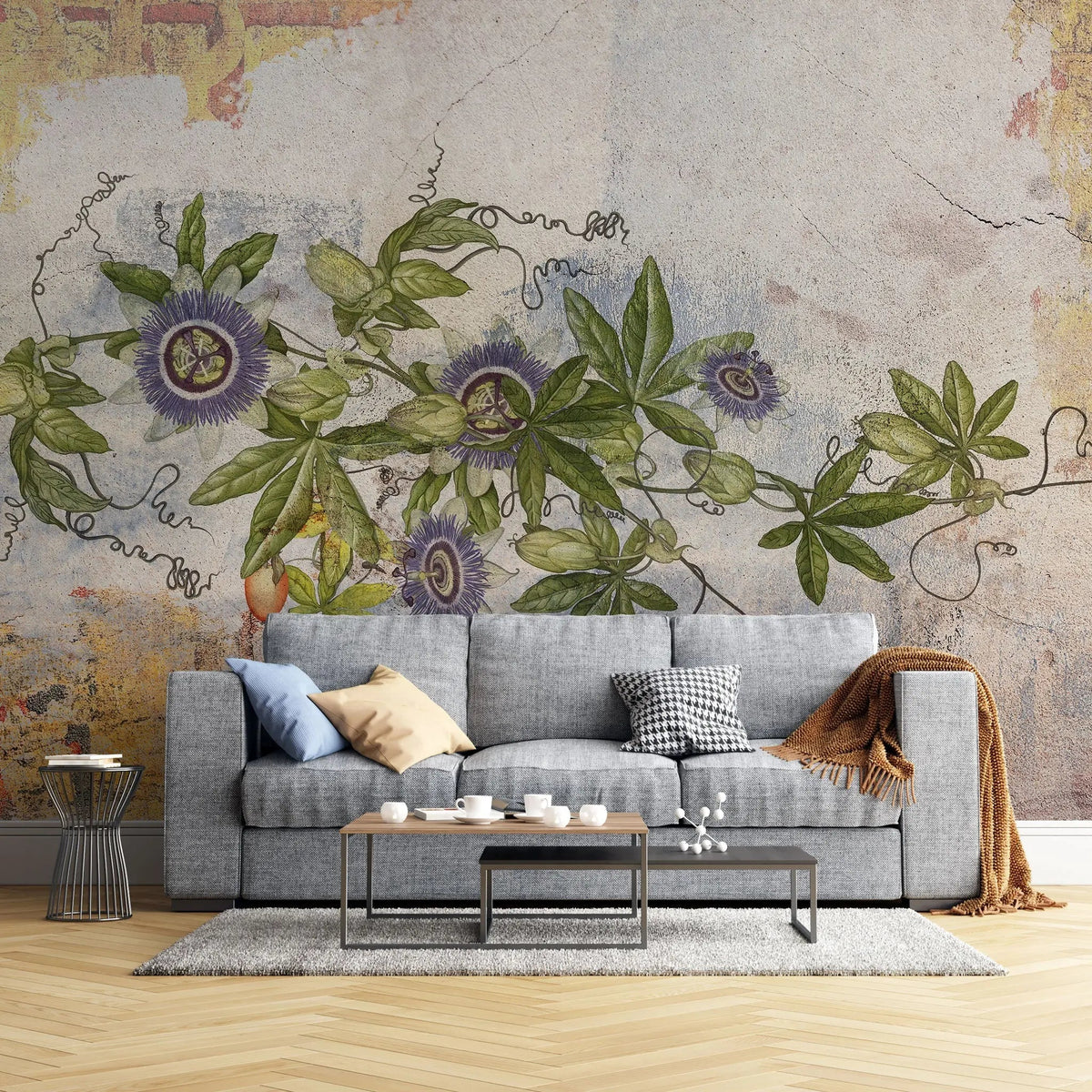 Tapet personalizat floral vintage cu flori de ciulin vintage thistle