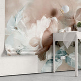 Fototapet personalizat floral cu flori mari in tonuri pastelate de roz creand o atmosfera visatoare si romantica rose pastel mural