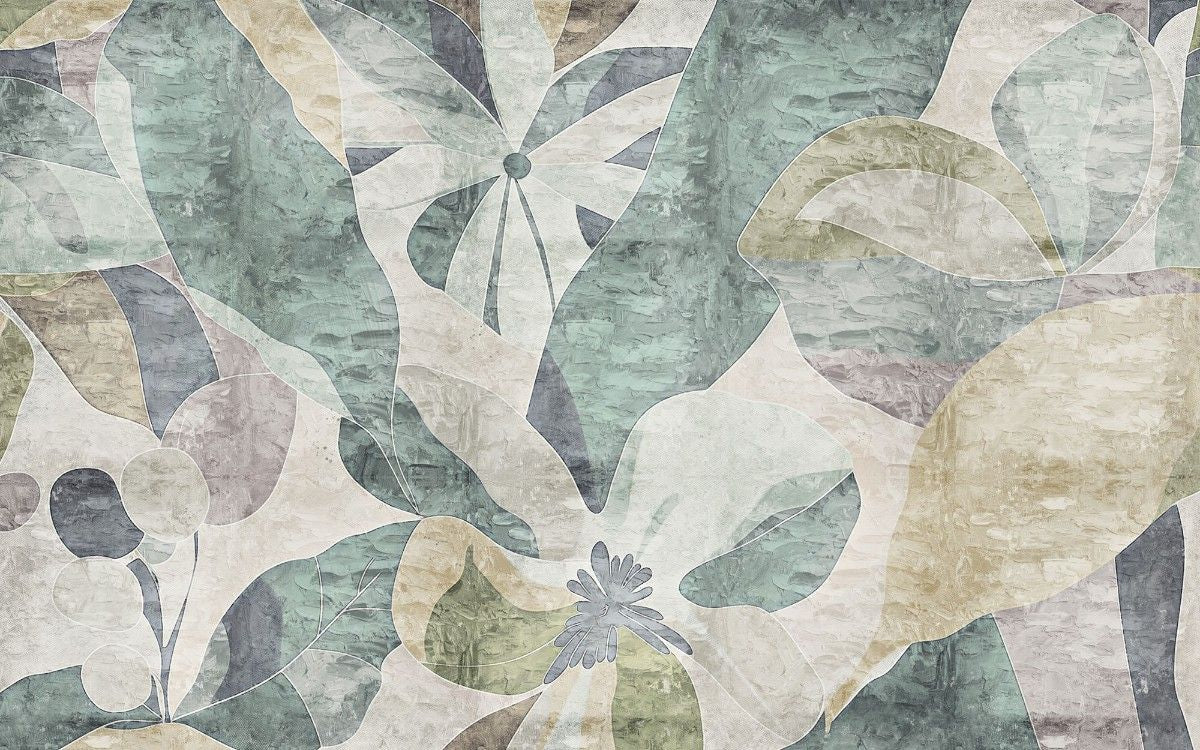 Tapet personalizat floral cu flori si forme abstracte ce evoca esenta primaverii intr un stil modern si artistic abstract spring