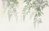 Tapet personalizat floral cu flori de wisteria in nuante delicate creand o cascada vizuala ce aduce un sentiment de liniste si armonie soft wisteria