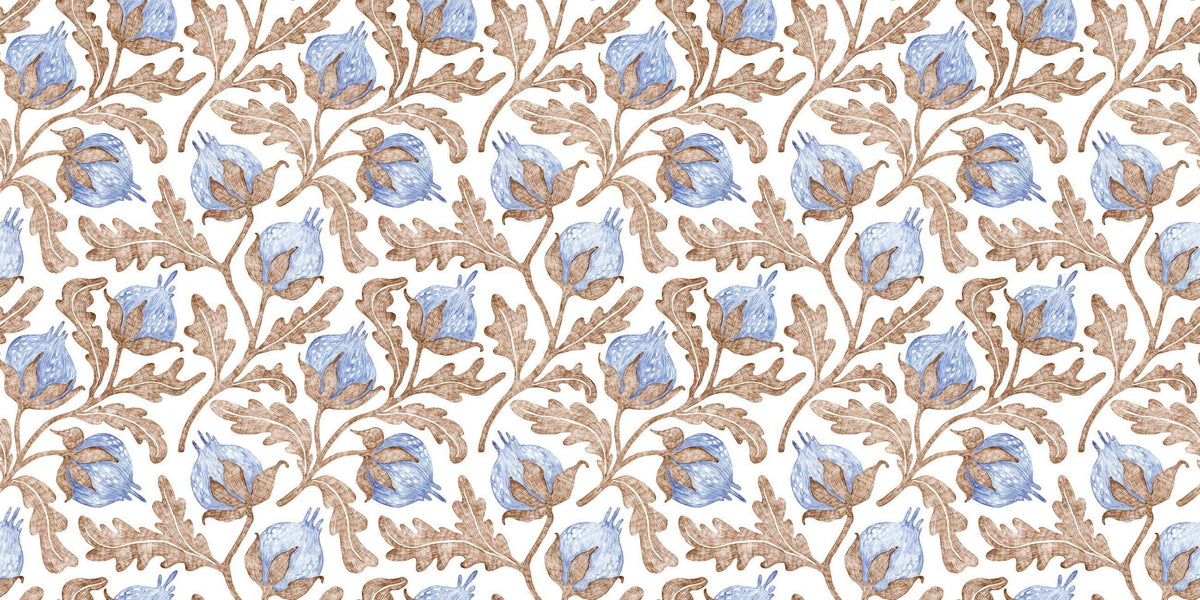 Blue Cotton Personalised Wallpaper