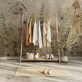 Tapet Personalizat Floral cu flori salbatice in fundal bej - LITTLE WILDFLOWERS BEIGE