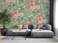 Tapet Personalizat Floral cu flori imperiale in nuante vibrante - VIBRANT CLASSY PATTERN