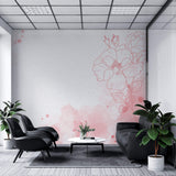 Tapet Personalizat Floral cu flori in pictura watercolor in nuante de roz - PINK WATERCOLOR PAPER