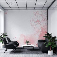 Tapet Personalizat Floral cu flori in pictura watercolor in nuante de roz - PINK WATERCOLOR PAPER