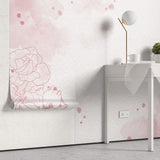 Tapet Personalizat Floral cu flori in pictura watercolor in nuante de roz - PINK WATERCOLOR PAPER