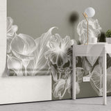 Tapet Personalizat Floral cu flori luminescente albe - LUMINESCENT FLOWERS
