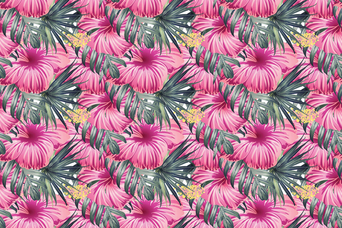 Pink Hibiscucs Personalised Wallpaper