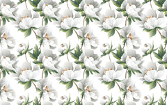 White Peony Personalised Wallpaper
