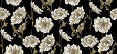 Black & White Floral Pattern Personalised Wallpaper