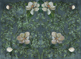 Tapet Personalizat Floral cu ilustratie florala in stil imperial cu fundal verde inchis - GRUNGE FLORAL DECOR