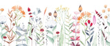 Tapet Personalizat Floral cu flori fragile colorate in stil watercolor - SOFT WATERCOLOR PLANTS