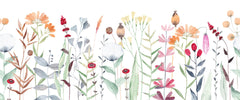 Tapet Personalizat Floral cu flori fragile colorate in stil watercolor - SOFT WATERCOLOR PLANTS