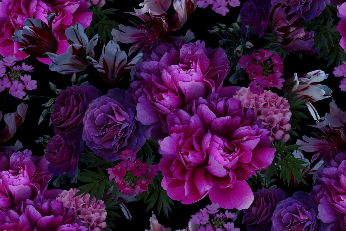 Fototapet Personalizat Floral cu bujori roz vibrant - PINK VIVID PEONIES