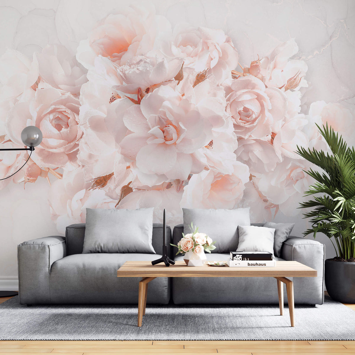 Fototapet Personalizat Floral cu trandafiri roz - WATERDROP ROSES