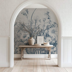 Tapet Personalizat Floral cu flori de camp in nuante albastrui - BLUE TINTED WILDFLOWERS