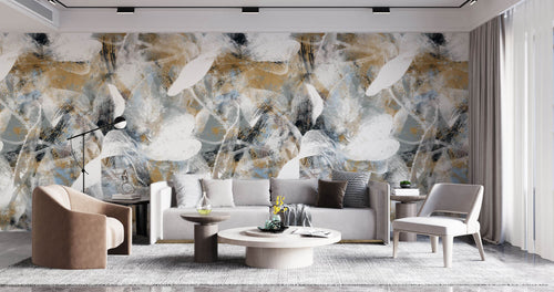 Tapet Personalizat Floral cu elemente florale abstracte in nuante de bej - ABSTRACT PETALS