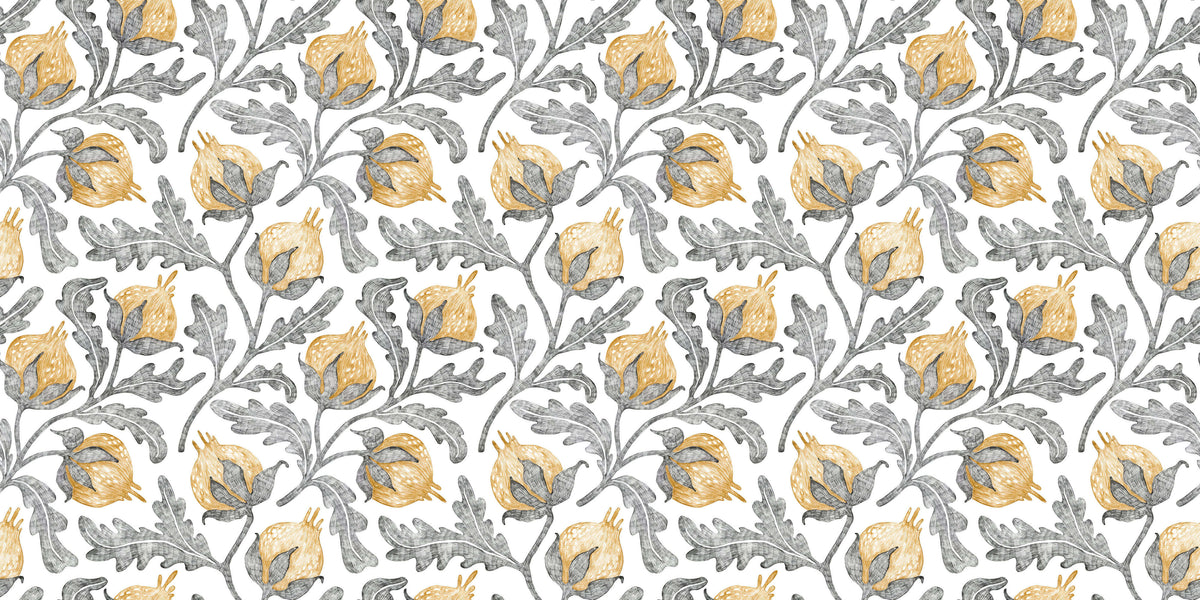 Yellow Cotton Personalised Wallpaper