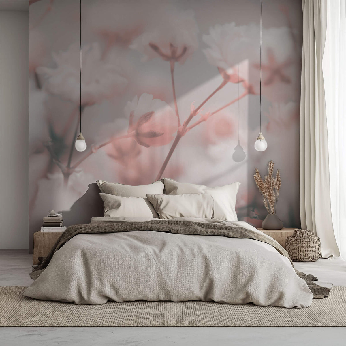 Fototapet Personalizat Floral cu foarea miresei roz - BLURRY PINK