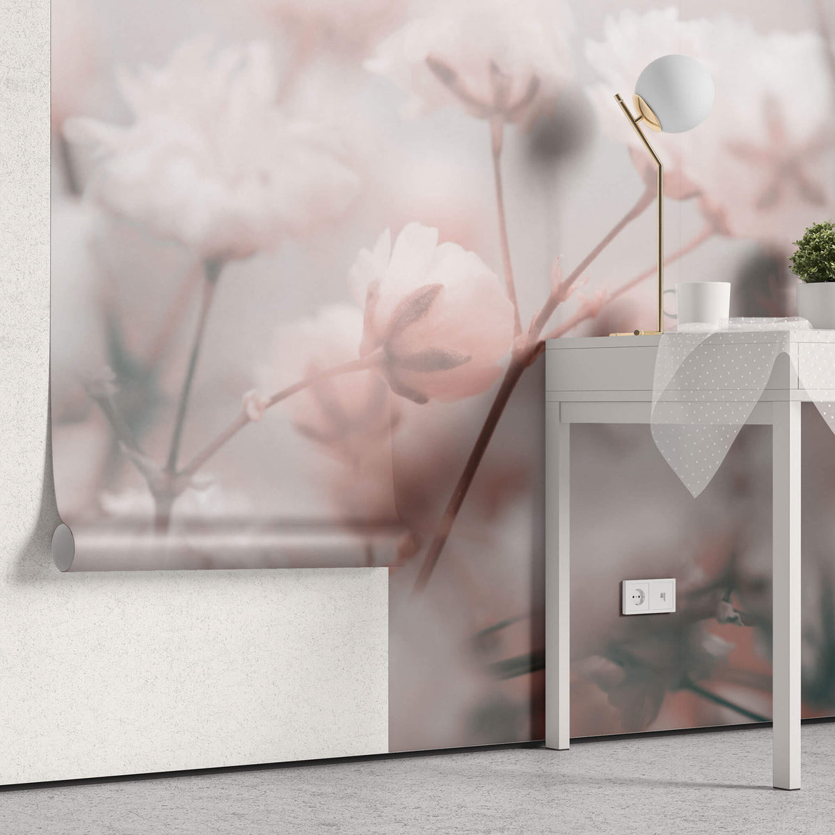 Fototapet Personalizat Floral cu foarea miresei roz - BLURRY PINK