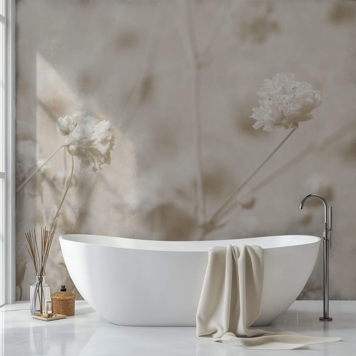 Fototapet Personalizat Floral cu floarea miresei in nuante sepia - SEPIA GYPSOPHILIA