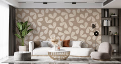 Tapet Personalizat Floral pattern floral in nuante de bej - BEIGE LEAF PATTERN