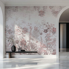 Tapet Personalizat Floral cu peisaj floral in nuante de roz - WINTER PINK FLOWERS