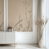 Fototapet Personalizat Floral cu umbre de plante pe un perete in stil plaster - GENTLE SHADOWS