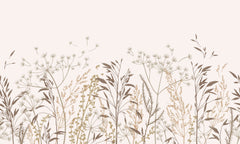 Tapet Personalizat Floral cu plante tomnatice in nuante de crem - FLORAL ILLUSTRATION