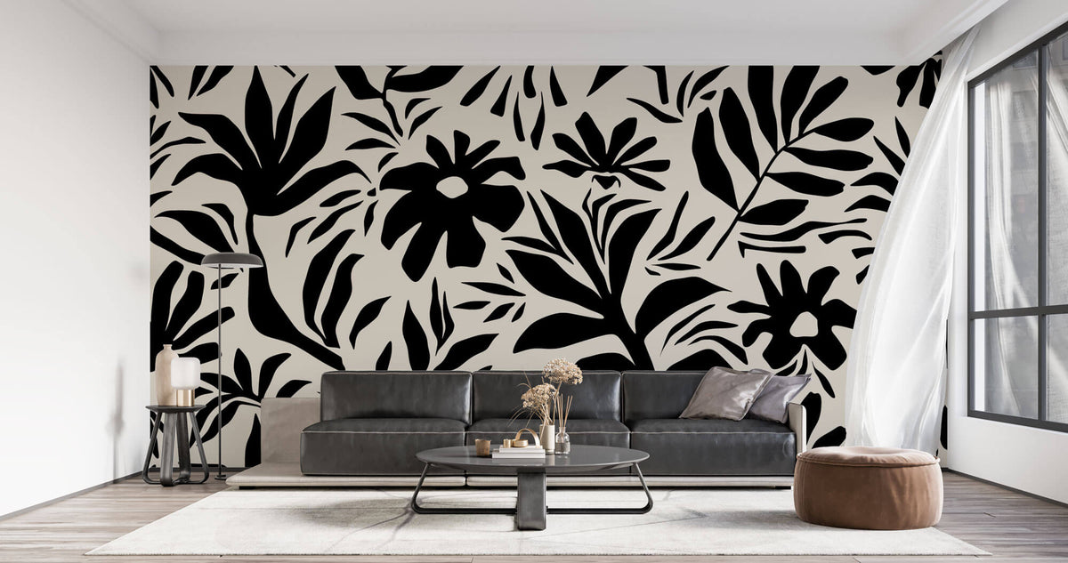 Tapet Personalizat Floral cu plante si flori ilustrate in stil minimalist - INKBOLT FLOWERS