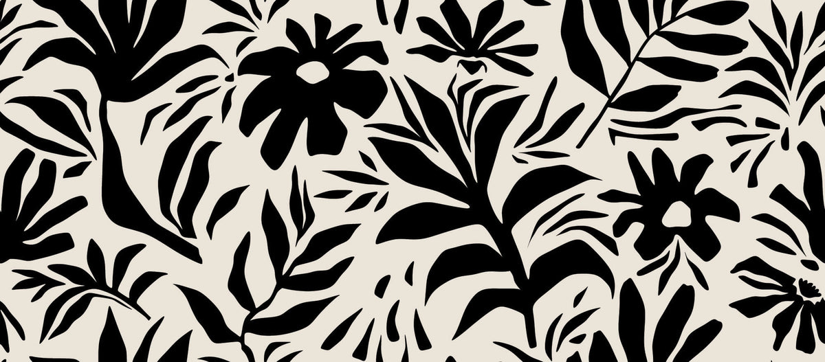 Tapet Personalizat Floral cu plante si flori ilustrate in stil minimalist - INKBOLT FLOWERS