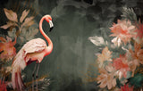 Tapet Personalizat Floral cu flori exotice roz si flamingo - FLORAL FLAMINGO